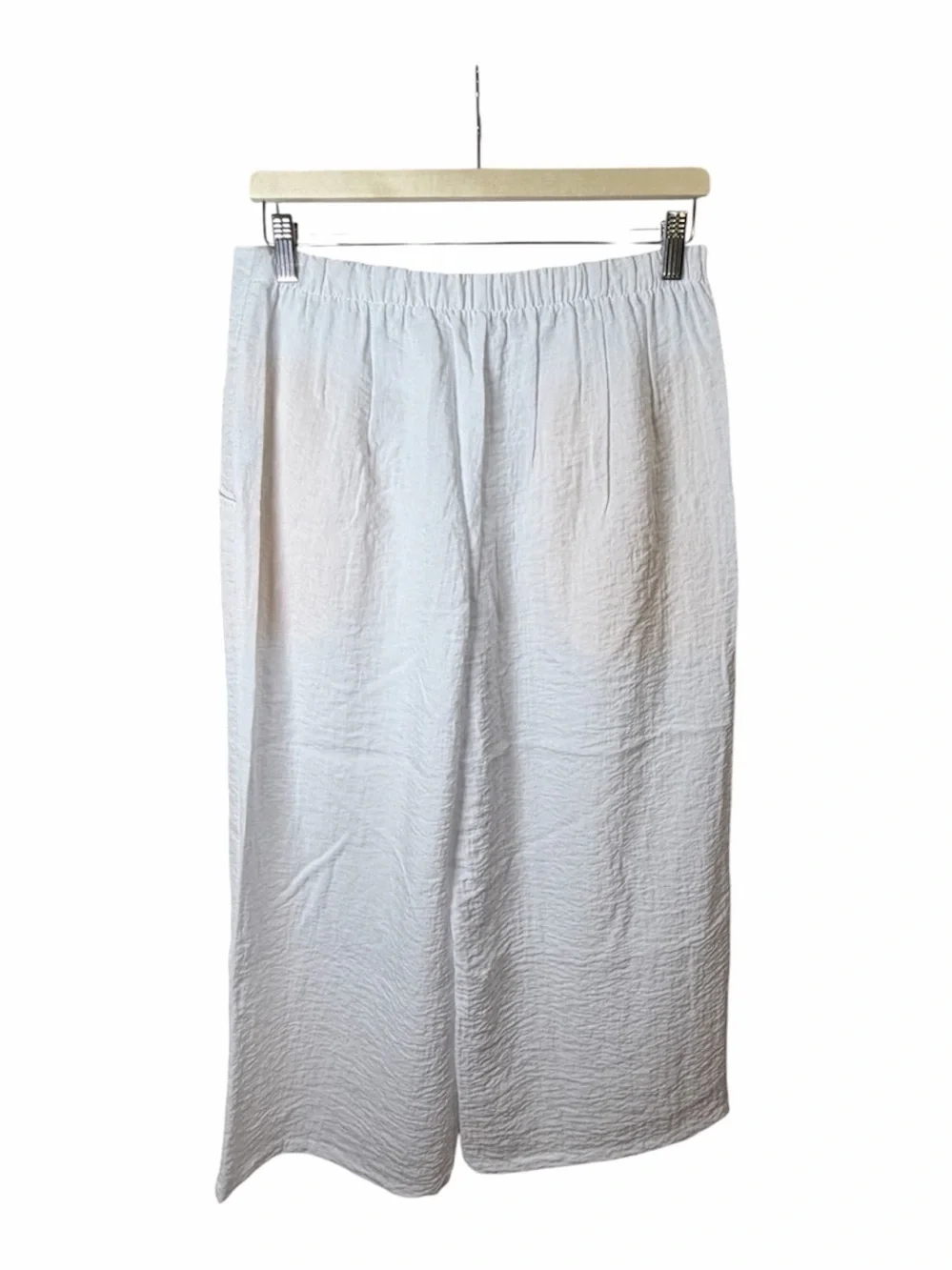 Habitat Light White Elastic-Waist Pants. Cropped. Wide Leg. Size Med.